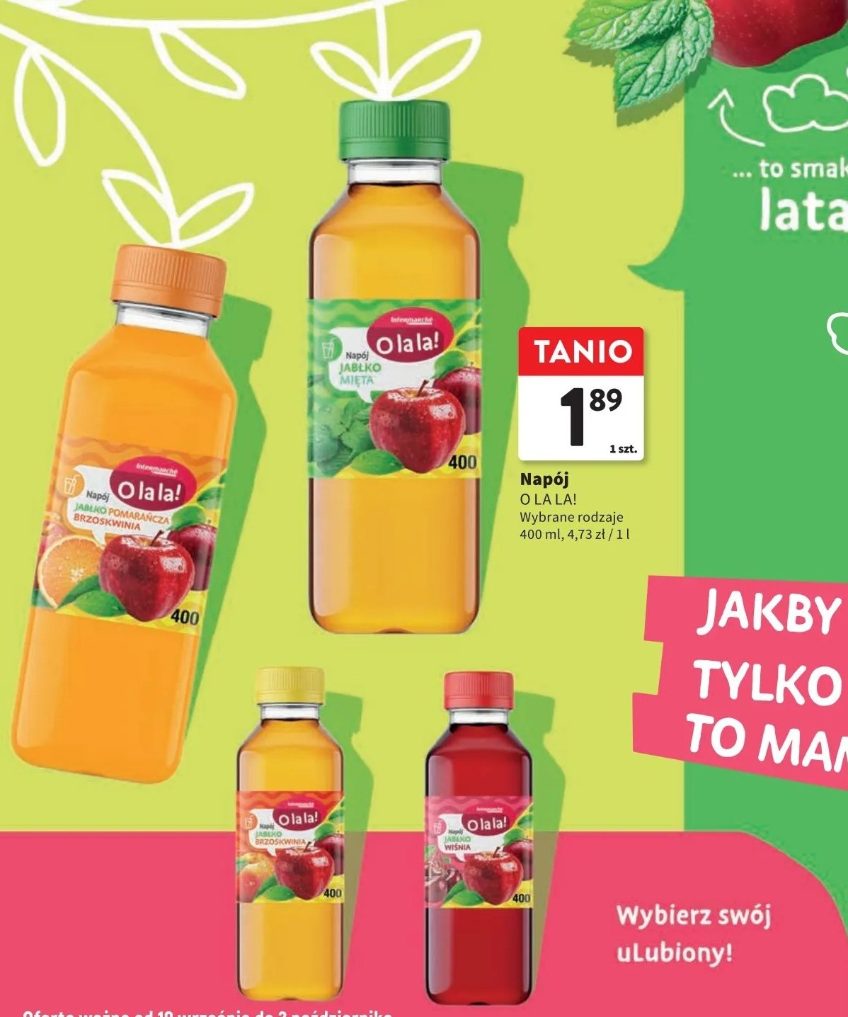 Napój jabłko-mięta Intermarche o la la! promocja