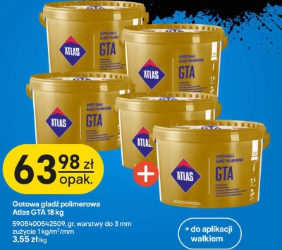 Gładź polimerowa Atlas GTA biała 18 kg promocja w Castorama