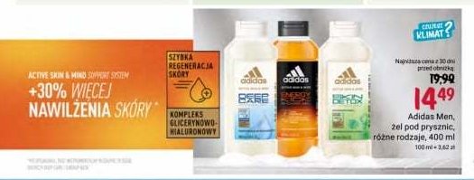 Żel pod prysznic deep care Adidas active skin & mind promocja