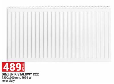 Grzejnik stalowy C22 1200x600 mm, 2059 W, kolor biały promocja w Merkury Market