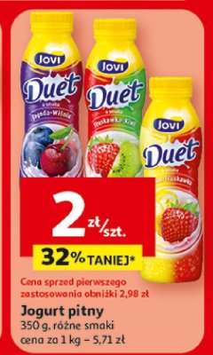 Jogurt pitny Duet, różne smaki Jovi promocja w Auchan