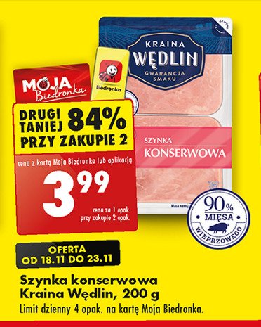 Szynka konserwowa Kraina wędlin promocja w Biedronka