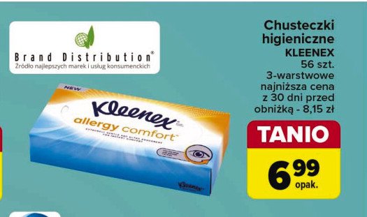 Chusteczki higieniczne KLEENEX ALLERGY COMFORT promocja