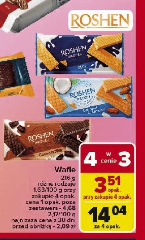 Wafelki mleczne Roshen promocja w Carrefour Market