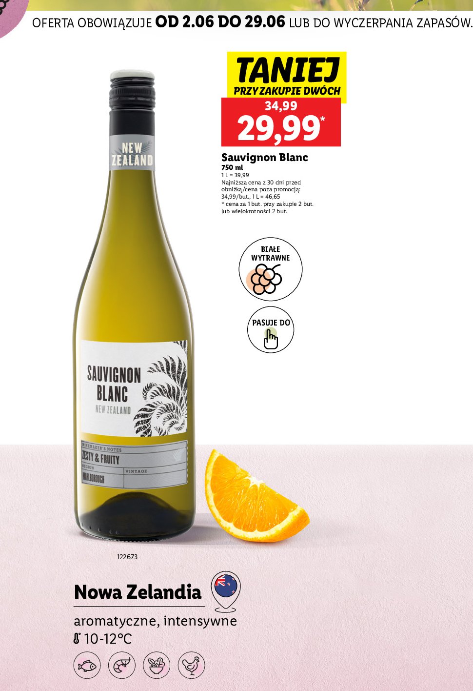 Wino białe wytrawne SAUVIGNON BLANC promocja w Lidl