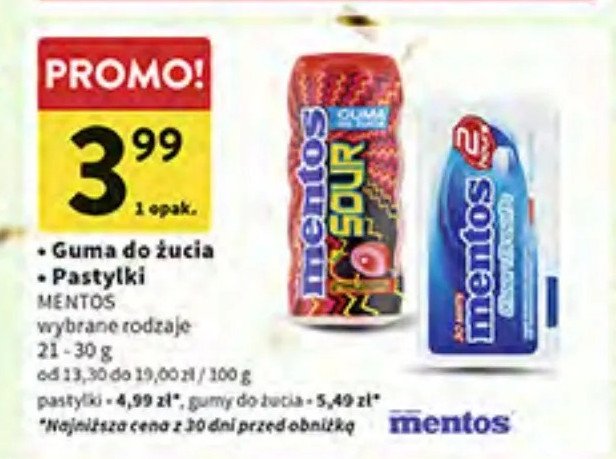 Dropsy sour Mentos classic promocja