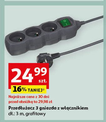 Przedłużacz 3 gniazda z wyłącznikiem promocja