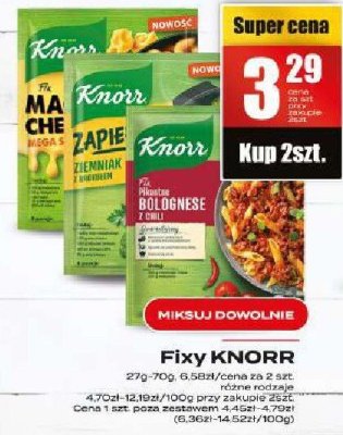 Fixy Knorr różne rodzaje promocja w Supeco
