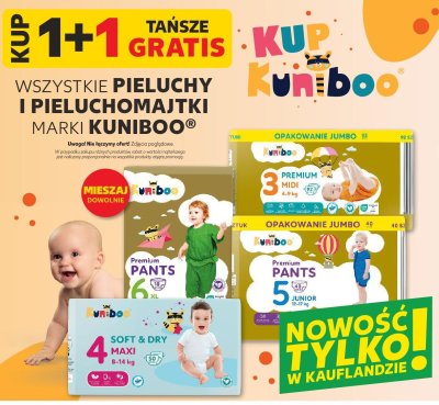 Pieluchy KUNIBOO różne rodzaje 1+1 gratis promocja w Kaufland
