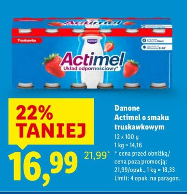 Actimel o smaku truskawkowym Danone promocja w Lidl
