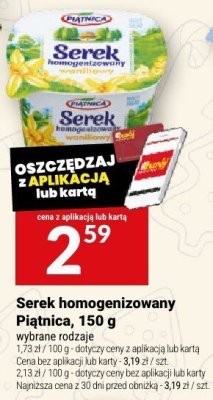 Serek homogenizowany Piątnica, 150 g promocja w Twój Market