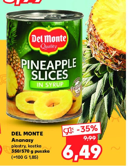 Ananas w syropie w plastrach Del monte promocje