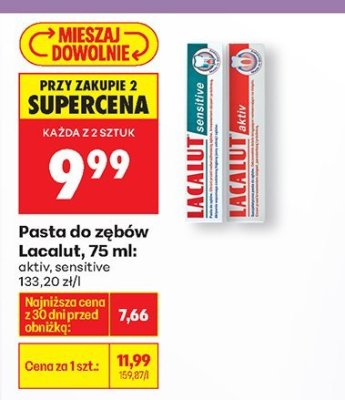 Pasta do zębów 75 ml aktiv promocja w Biedronka