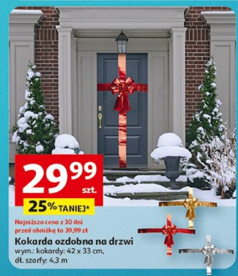 Kokarda ozdoba na drzwi wym.: kokardy: 42 x 33 cm, dł. szarfy: 4,3 m promocja w Auchan