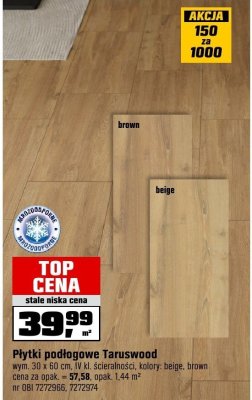 Płytki podłogowe Taruswood brown promocja w OBI
