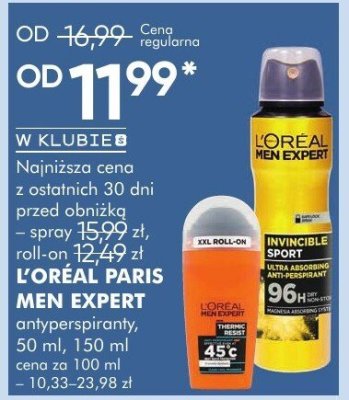 Antyperspiranty L'ORÉAL PARIS MEN EXPERT, 50 ml, 150 ml promocja w Super-Pharm