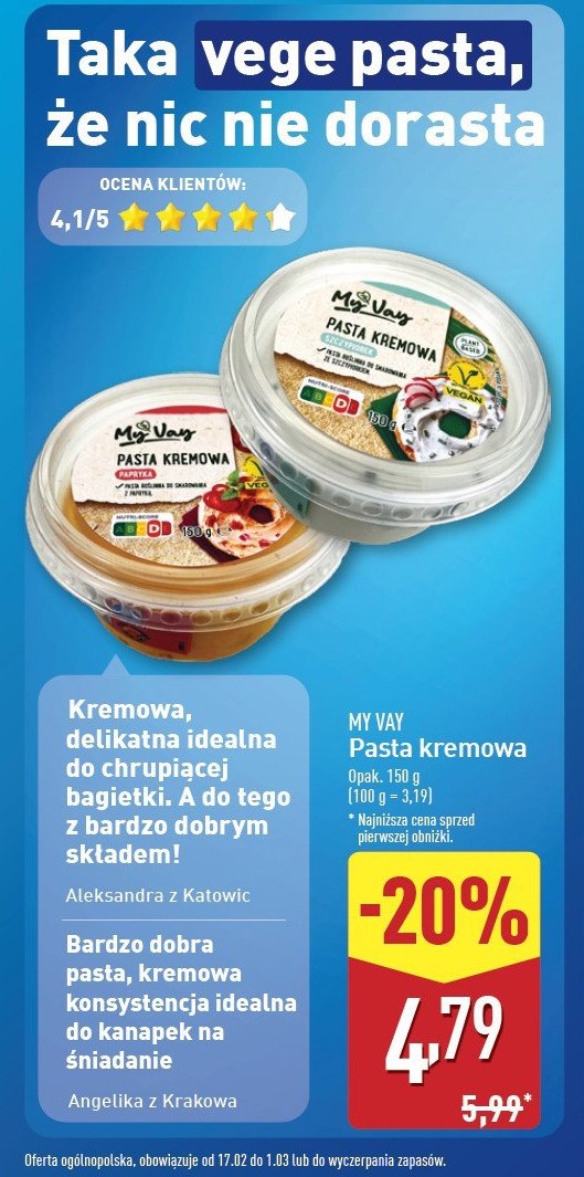 Pasta kremowa kanapkowa z papryką My vay promocja w Aldi