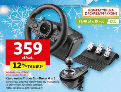 Kierownica Tracer Sim Racer 6 w 1 promocja w Auchan