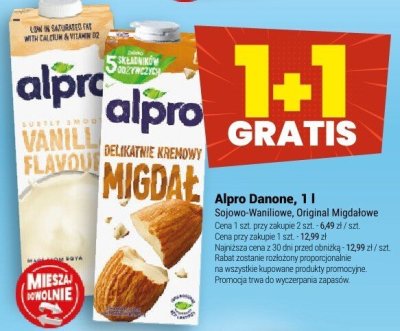 Napój Alpro Danone, 1 l Sojowo-Waniliowe, Oryginal Migdałowe promocja w Twój Market