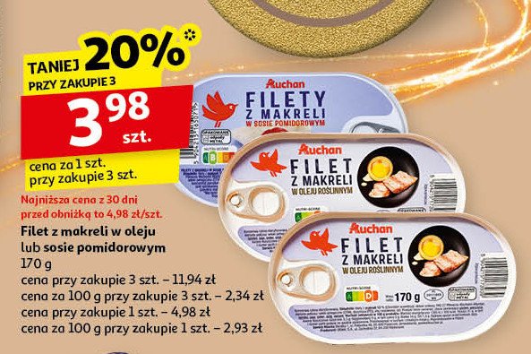 Filet z makreli w sosie pomidorowym Auchan promocja