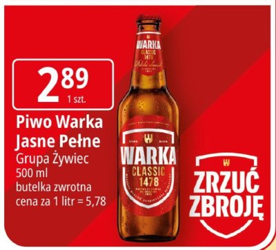 Piwo Warka Jasne Pełne Grupa Żywiec promocja w Leclerc