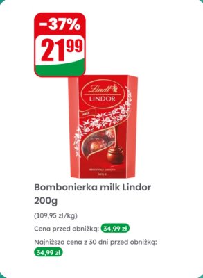 Bombonierka milk Lindor Lindt promocja w Dino