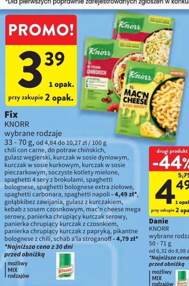 Pikantne bolognese z chili Knorr fix promocja