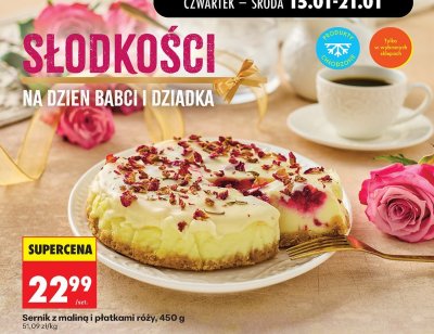 Sernik z maliną i płatkami róży promocja w Biedronka