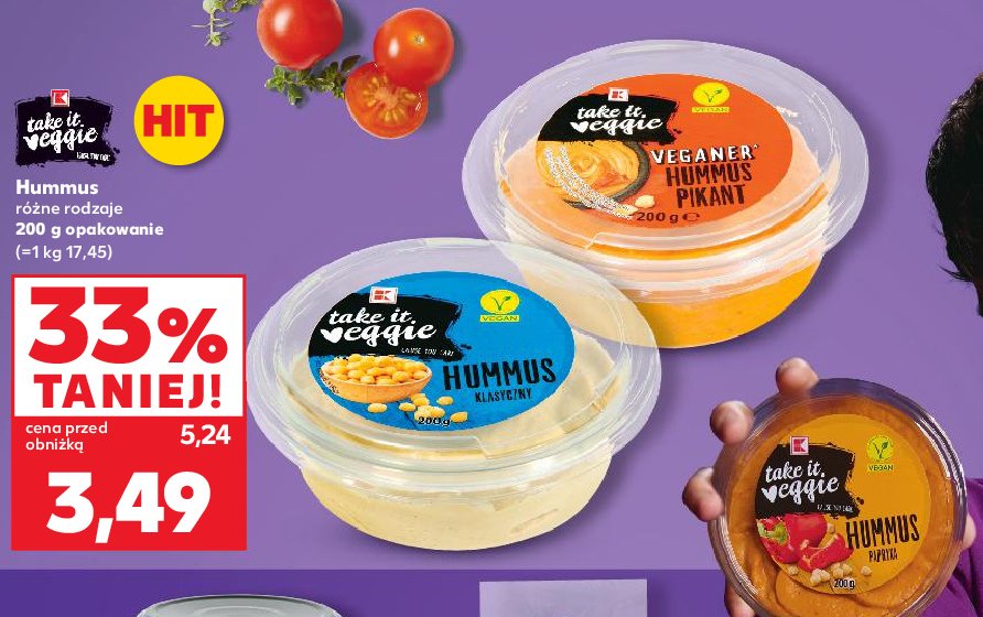 Hummus paprykowy K-classic takie it veggie promocja w Kaufland