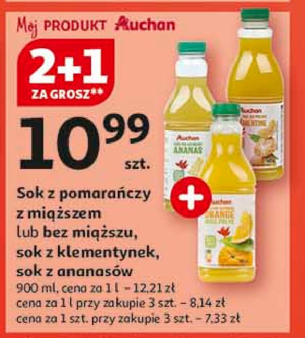 Sok z klementynek Auchan różnorodne (logo czerwone) promocja