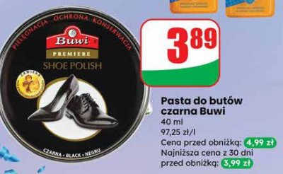 Pasta do butów czarna Buwi 40 ml promocja w Dino