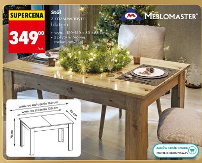 Stół z rozsuwanyn blatem 120-160x80 cm promocja w Biedronka