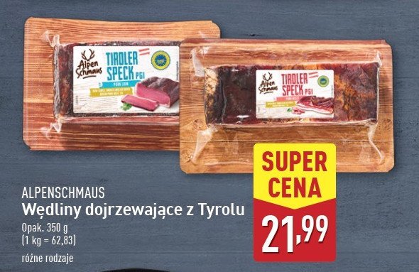 Wędlina dojrzewająca z tyrolu Alpenschmaus promocja w Aldi