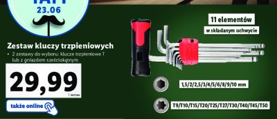 Klucze trzpieniowe z gniazdem sześciokątnym Parkside promocja