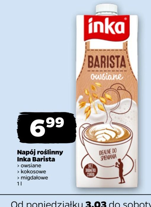 Napój owsiany barista Inka owsiane Inka dobra w swej naturze promocja