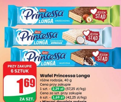 Wafel Princessa Longa kokosowa promocja w Dino