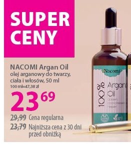 Olejek pielęgnujący Nacomi argan oil promocja w Hebe