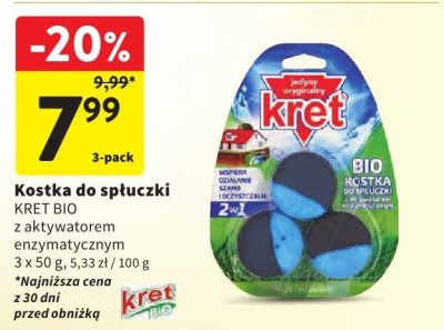 Kostka do spłuczki Kret Bio z aktywatorem enzymatycznym promocja w Intermarche