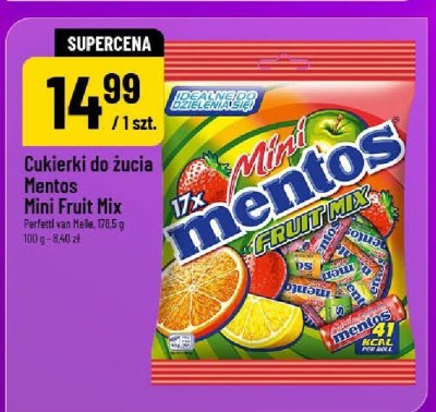 Cukierki do żucia Mentos Mini Fruit Mix Perfetti van Melle promocja w POLOmarket