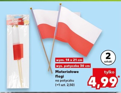 Flagi materiałowe na patyczku promocja w Kaufland