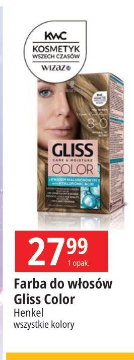 Krem koloryzuj膮cy do w艂os贸w 8-0 naturalny blond Gliss kur care & moisture color promocja