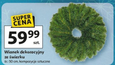 Wianek dekoracyjny ze świerku promocja w Auchan