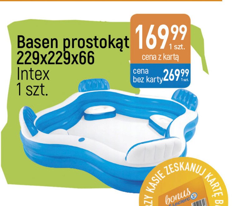 Basen familijny z siedzeniem 229 x 29 x 66 cm Intex promocja