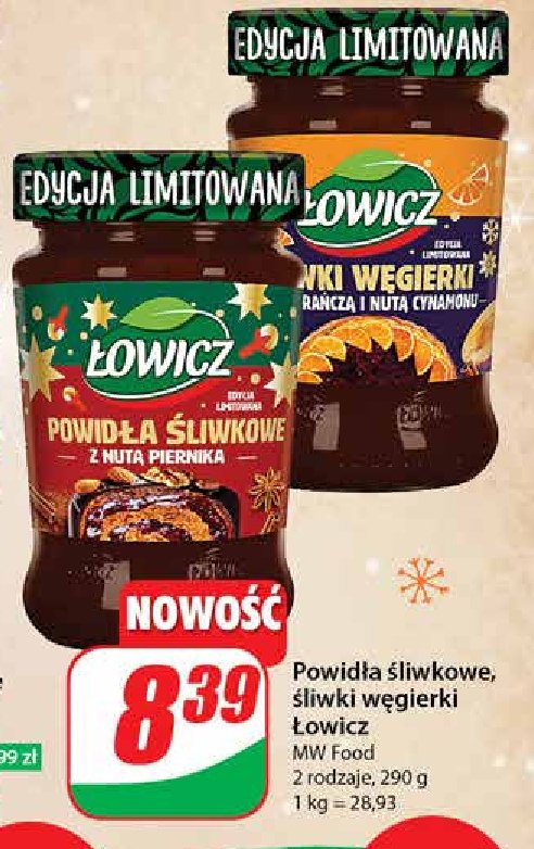 Powidła ze śliwek węgierek z piernikową nutą Łowicz promocja w Dino