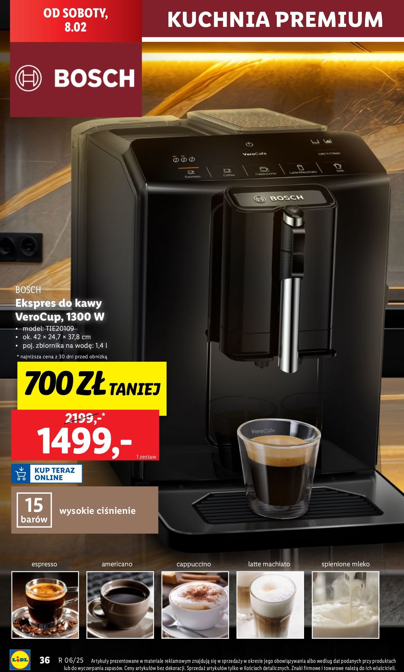 Ekspres ciśnieniowy verocup 100 tis30129rw Bosch promocja w Lidl