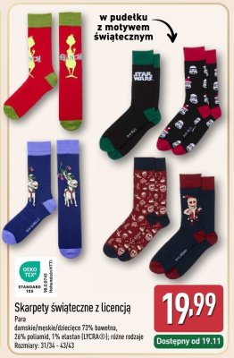 Skarpety świąteczne z licencją promocja w Aldi