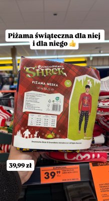 Piżama męska świąteczna DreamWorks Shrek promocja w Biedronka