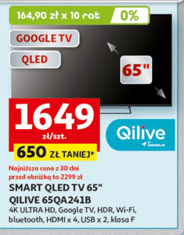 Telewizor 65'' qa241b Qilive promocja w Auchan