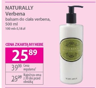 Balsam do ciała verbena Naturally european promocja