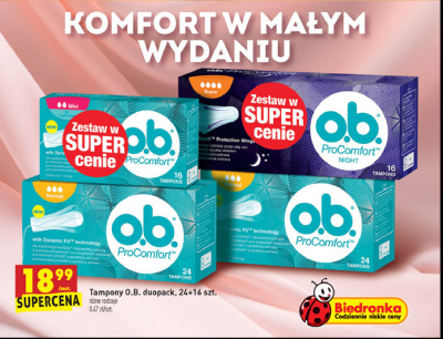 Tampony night + normal O.b. procomfort promocja